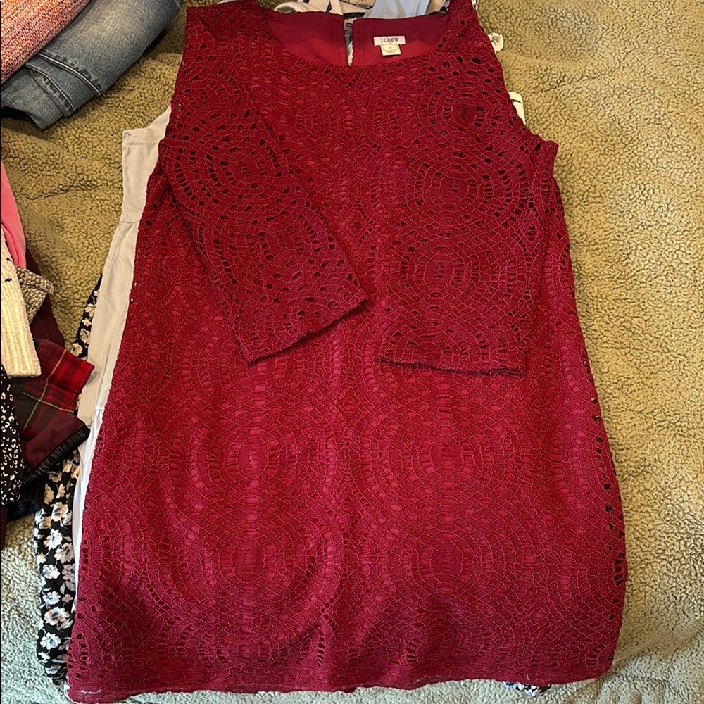 J. Crew Factory Red Lace Dress